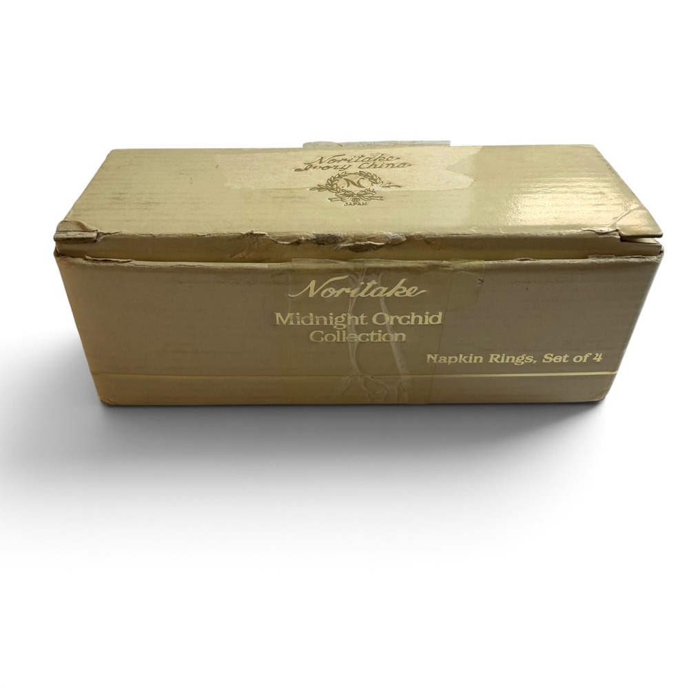 Noritake Midnight Orchid Collection Napkin Rings Set of 4 Ivory China Japan